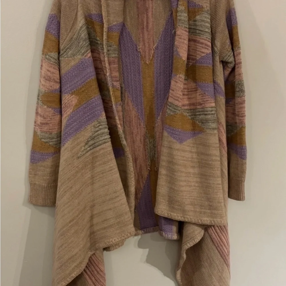Vintage Ralph Lauren Cardigan Aztec Pastel print cotton Merino wool blend - Picture 11 of 13